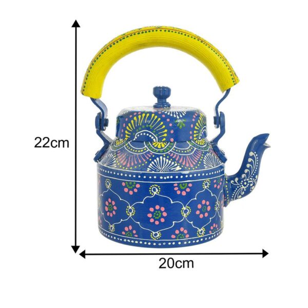 HandPainted Alluminium  Tea Kettle with 6 Glasses and Wooden Tray For Home Décor , Tea Party , Serving - Image 4